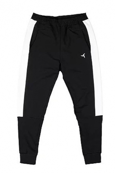 Hip Hop Street Boys Elastic Waist Contrasted Printed Cuffed Carrot Fit Sweatpants