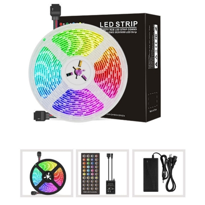 LED 5050 Waterproof Color Changing Coft Light Strip RGB Timing Set Light Belt with 40 Key Voice Controller 5m 10m