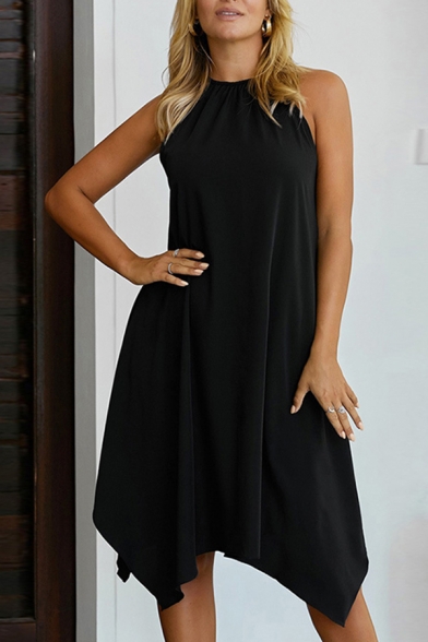 ladies black swing dress