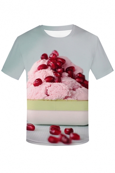 Pretty Trendy Mens Short Sleeve Crew Neck Ice-Cream 3D Printed Relaxed Fit T Shirt