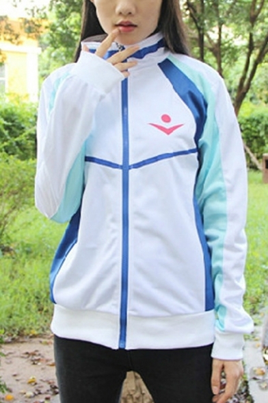 Casual Boys Long Sleeve Stand Collar Letter IWATOBI Graphic Contrasted Relaxed Baseball Jacket