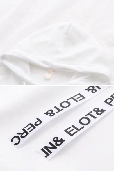 Popular Streetwear Girls Three Quarter Sleeves Drawstring HEY Letter Print Relaxed Hoodie