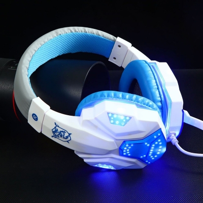 HM-1329 USB Gaming Headset Wired Luminous with Microphone and Volume Control, Red/Blue/White