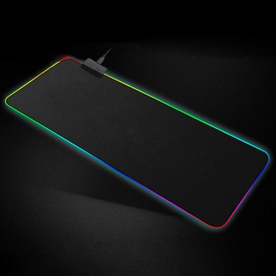 RGB Gaming Mouse Pad Large Size LED Colorful Light Luminous Desk Mat Antiskid Gaming Keyboard Pad 300*800mm 350*250mm, Black/Blue