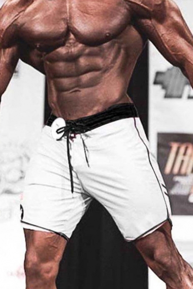 Bodybuilding Popular Fashion Drawstring Waist Flag Stripe Printed Contrast Piped Slim Fit Shorts for Boys