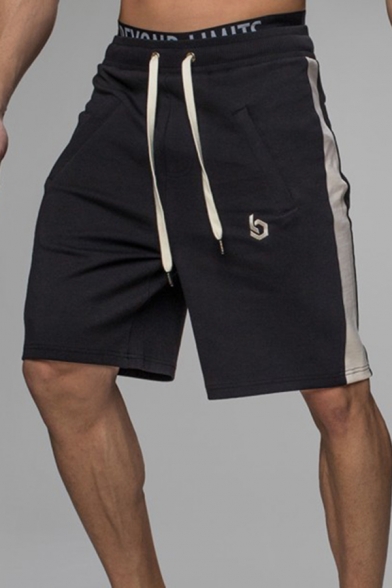 Sportswear Boys Drawstring Waist Logo Pattern Contrasted Side Relaxed Fit Shorts