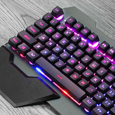 K618 USB Wired Gaming Keyboard Gaming Waterproof 16 Multicolor Backlit, Black/Grey/White