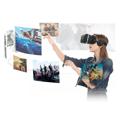 G04E VR 3D Virtual Reality Game Glasses with HiFi Headset, Black