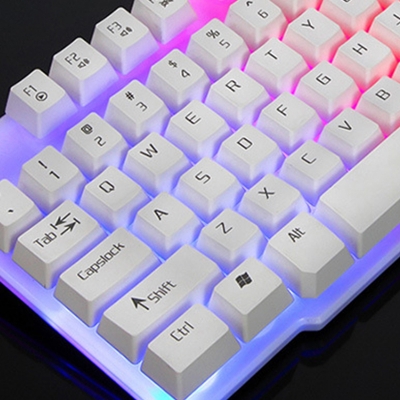 X100 USB Wired Mechanics Gaming Keyboard Gaming Waterproof Multicolor Backlit 104 pcs Keys, White/Black