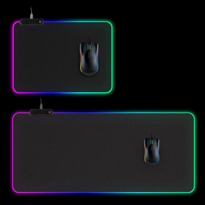 LED Gaming Mouse Pad RGB Colorful Luminous for PC Computer Desktop Desk Mat Gaming Keyboard Pad 300*800mm, Black