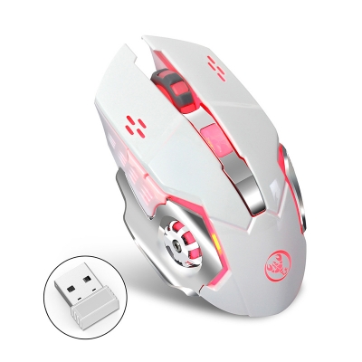 M70 Wireless 2.4GHz Mouse Portable Colorful Light Rechargeable Gaming Mouse 2400 dpi, White/Black