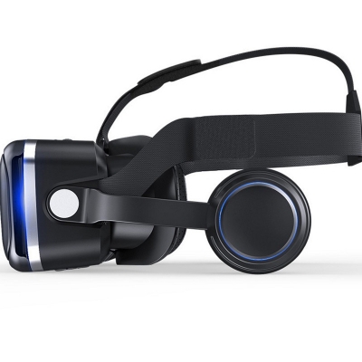 G04E VR 3D Virtual Reality Game Glasses with HiFi Headset, Black