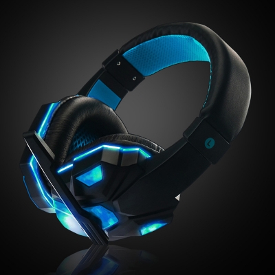 HM-1329 USB Gaming Headset Wired Luminous with Microphone and Volume Control, Red/Blue/White