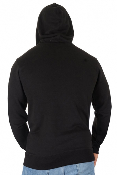 Classic Casual Long Sleeve Drawstring Letter YA Print Pouch Pocket Slim Fitted Hoodie for Mens