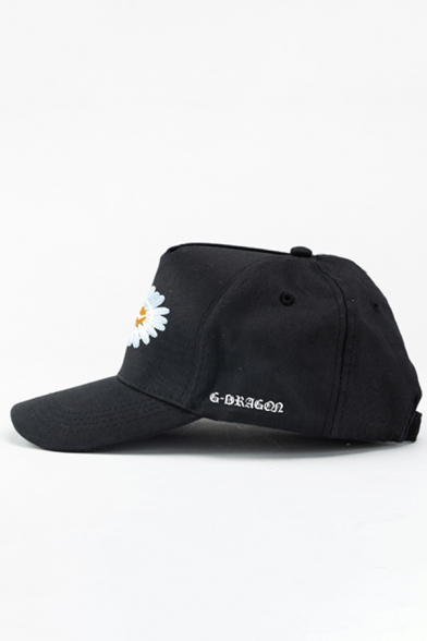 Hip Hop Cool Letter GDRAGON Floral Patterned Cap in Black