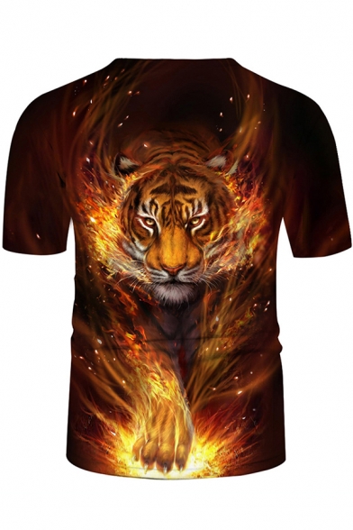 Cool T-Shirt 3D Saber Tooth Tiger Print Short Sleeve Summer Tops Tees Tshirt Fashion Print Shirt Size XXL 