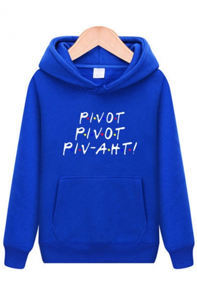 Casual Classic Boys Long Sleeve Letter PIVOT Printed Kangaroo Pocket Relaxed Hoodie