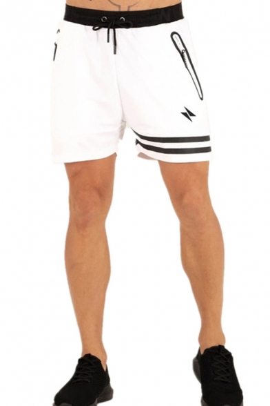 Cool Stylish Boys Drawstring Waist Stripe Patterned Contrasted Relaxed Shorts