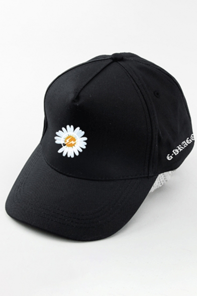 Hip Hop Cool Letter GDRAGON Floral Patterned Cap in Black