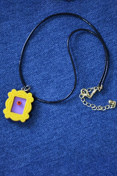 Popular Show Photo Frame Shape Resin Necklace in Yellow