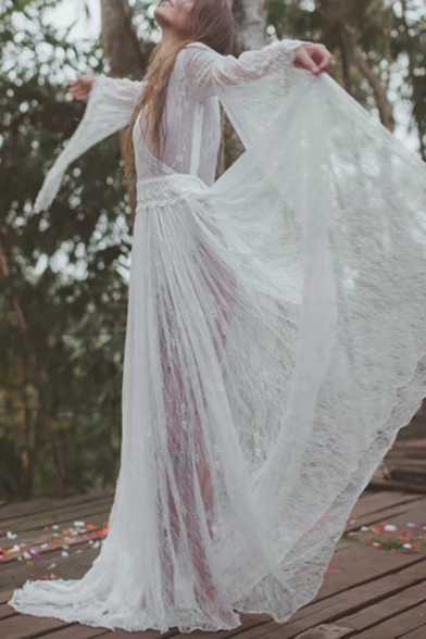 white sheer flowy dress