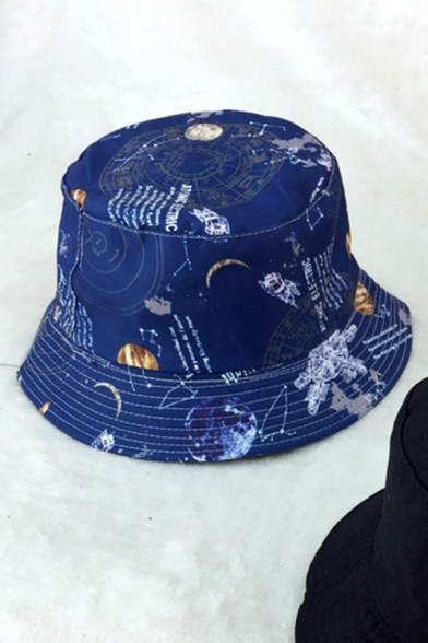 Fancy Cool Girls All Over Letter Planet Space Print Bucket Hat