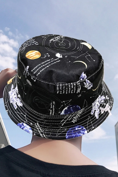 Fancy Cool Girls All Over Letter Planet Space Print Bucket Hat
