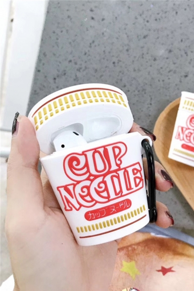 Creative Fashion Cute Letter CUP NOODLE Print Airpods Case in White