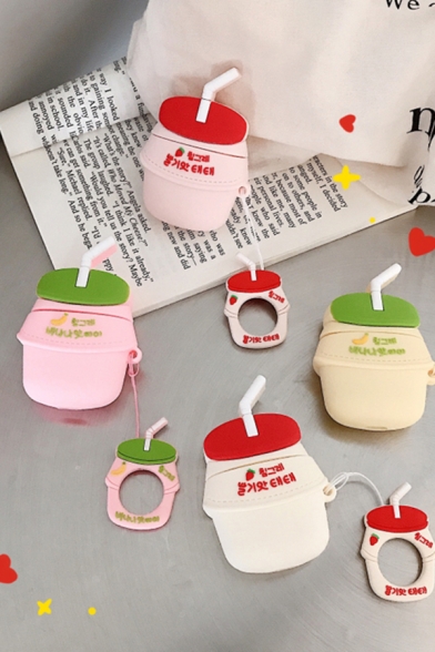 Popular Lovely Korean Letter Print Strawberry Banana Pattern Silicone Airpods Case