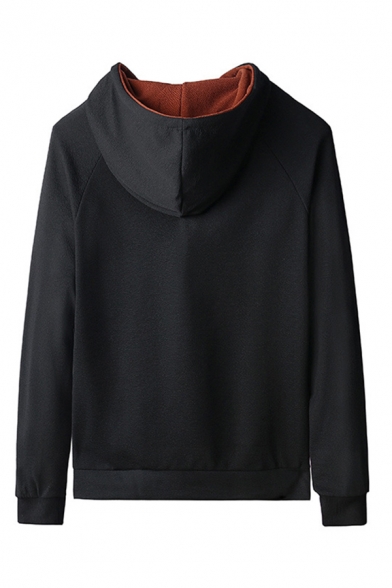 Fashionable Letter Printed Long Sleeve Drawstring Loose Hoodie for Guys