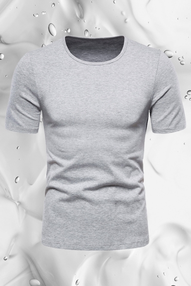 Leisure Mens Color Block Short Sleeve Crew Neck Slim Fitted T Shirt