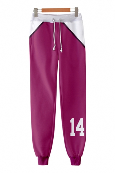 Creative Boys Number 14 3D Cosplay Print  Length Relaxed Sweatpants in Purple