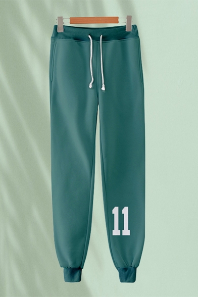 Athleta Guys Number Printed Drawstring Waist Ankle Cuffed Carrot Fit Sweatpants in Green