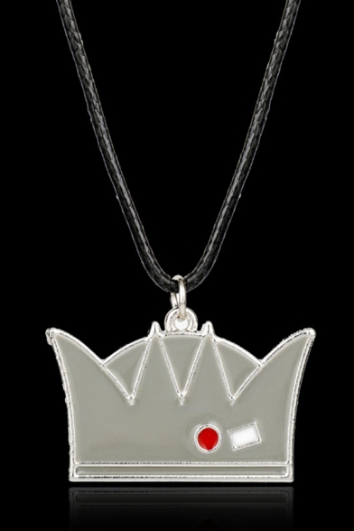 Cool Famous Series Alloy Crown Shaped Necklace in Gray