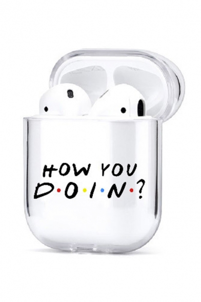 Chic Letter How You Doin Printed Airpods Case in White