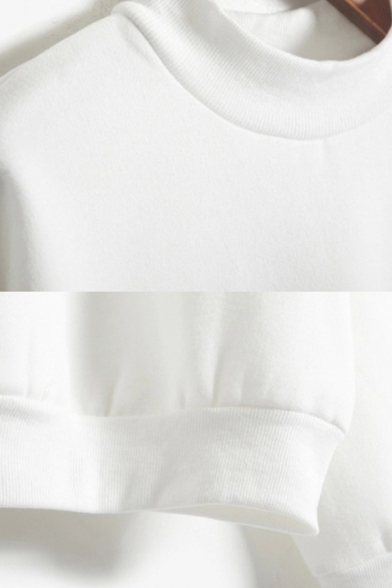 Popular Womens Letter Best Milk Graphic Long Sleeve Mock Neck Loose Pullover Sweatshirt