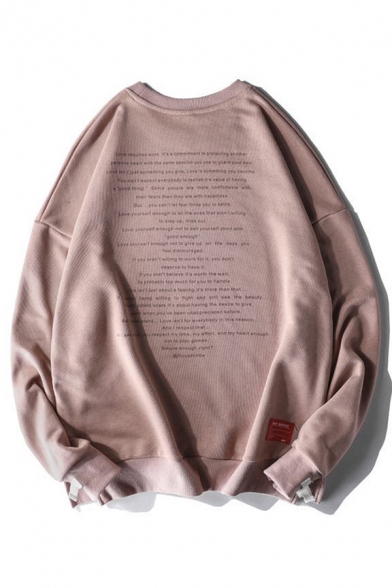 Stylish Mens Letter Printed Long Sleeve Crew Neck Oversize Pullover Sweatshirt