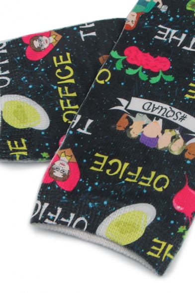 All over Letter Office Mixed Cartoon Graphic Cotton Popular Socks