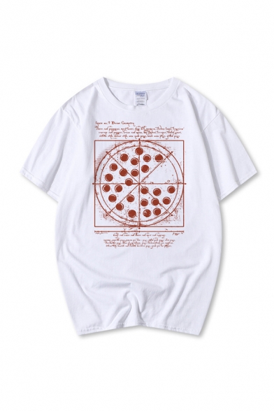 Chic Boys Pizza Letter Graphic Short Sleeve Crew Neck Loose Fit T-shirt
