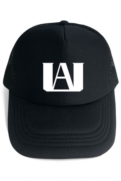 Cool Anime Letter A Printed Sheer Mesh Patched Cap