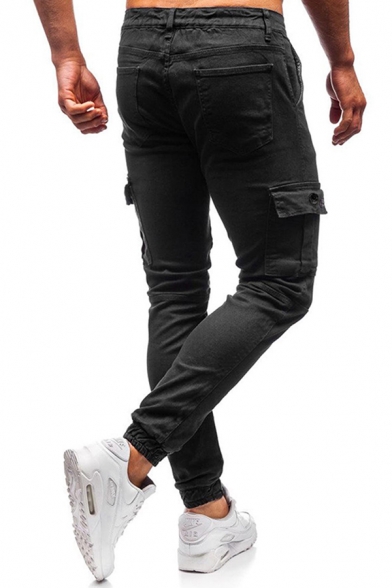 cuffed black cargo trousers