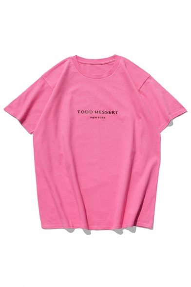Todd Hessert Letter Printed Short Sleeve Crew Neck Relaxed Fit Stylish T Shirt for Men