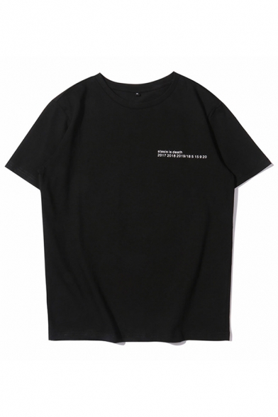 Kpop Boys Short Sleeve Crew Neck Letter Printed Loose T Shirt