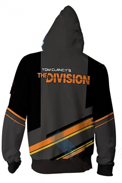 Leisure Mens Letter The Division Stripe Graphic Colorblock Regular Fit Hoodie in Black