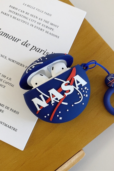 Letter Nasa Stripe Graphic Silicone AirPods 2 Case in Navy