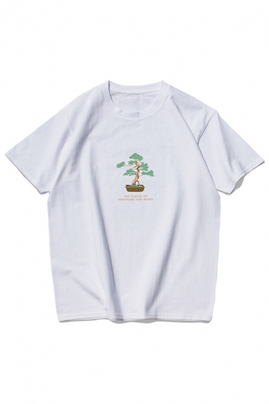 Trendy Boys Letter Plant Graphic Short Sleeve Crew Neck Relaxed Fit T Shirt