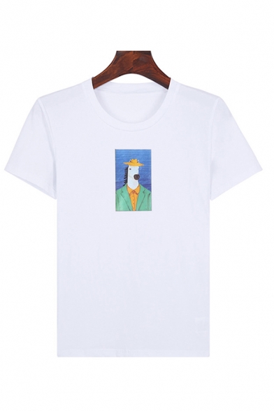 Daily Guys Cartoon Horse Printed Short Sleeve Crew Neck Slim Fit T-shirt
