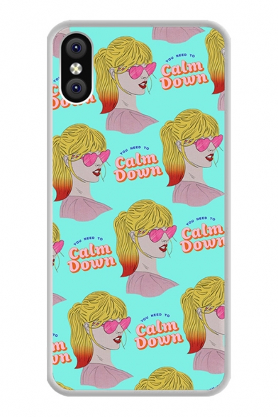 Exclusive Letter Calm Down Cartoon Figure Graphic Green Phone Case for iPhone X/Xs