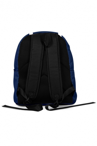Streetwear Geometric Patterned O-ring Strap Decoration Large Capacity Backpack in Blue