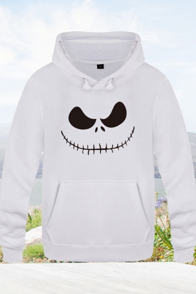 Fashionable Mens Patterned Drawstring Long Sleeve Regular Fitted Hooded Sweatshirt with Pocket